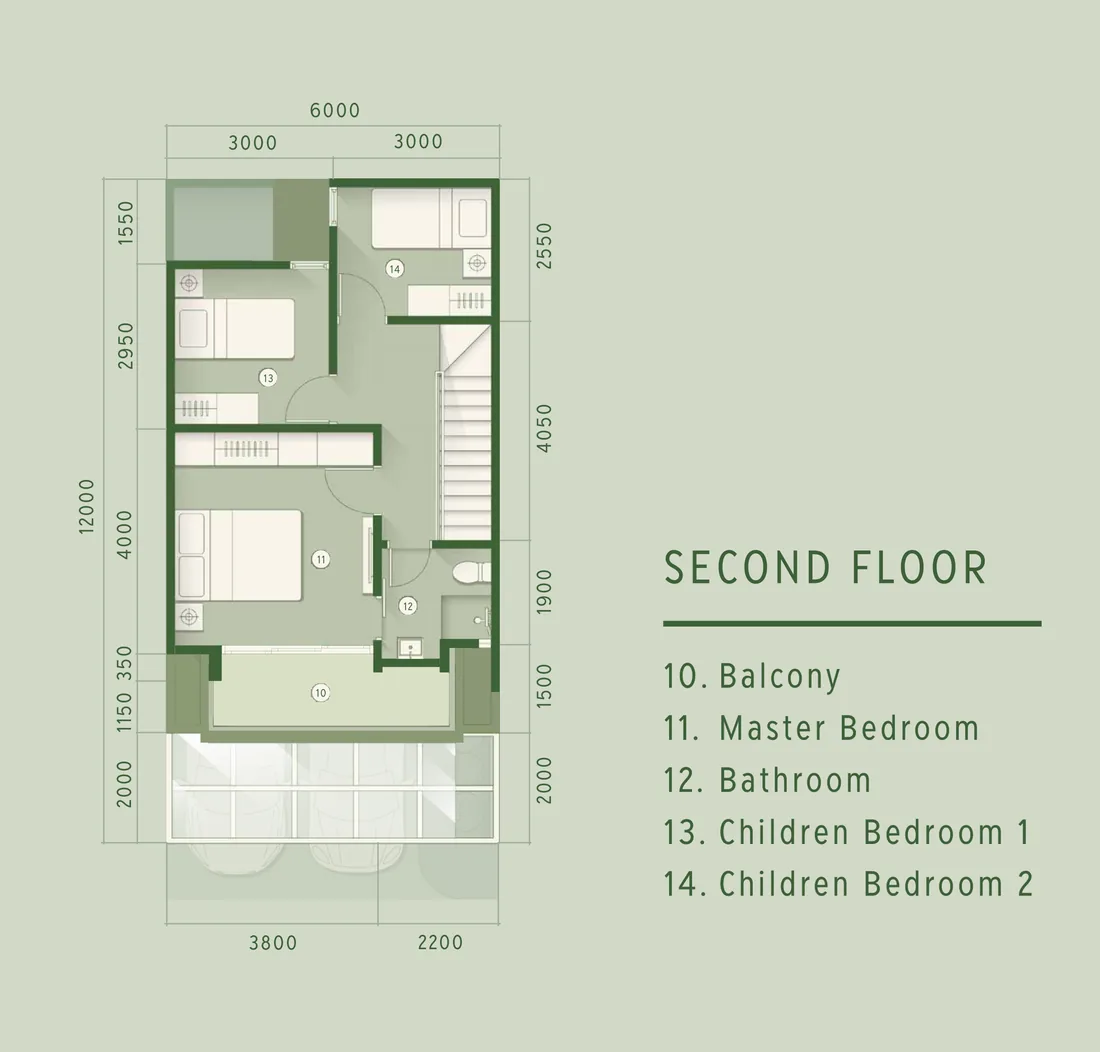 Denah lantai 2 rumah LACE 6 di Lacewood, The Forestine Citra, CitraGarden City Jakarta Barat