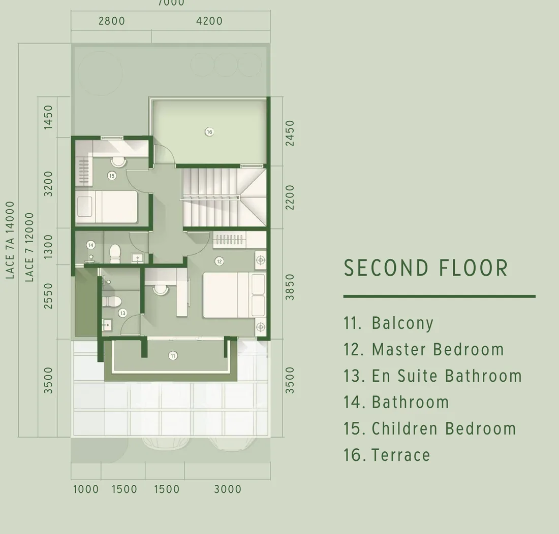Denah lantai 2 rumah LACE 7 di Lacewood, The Forestine Citra, CitraGarden City Jakarta Barat