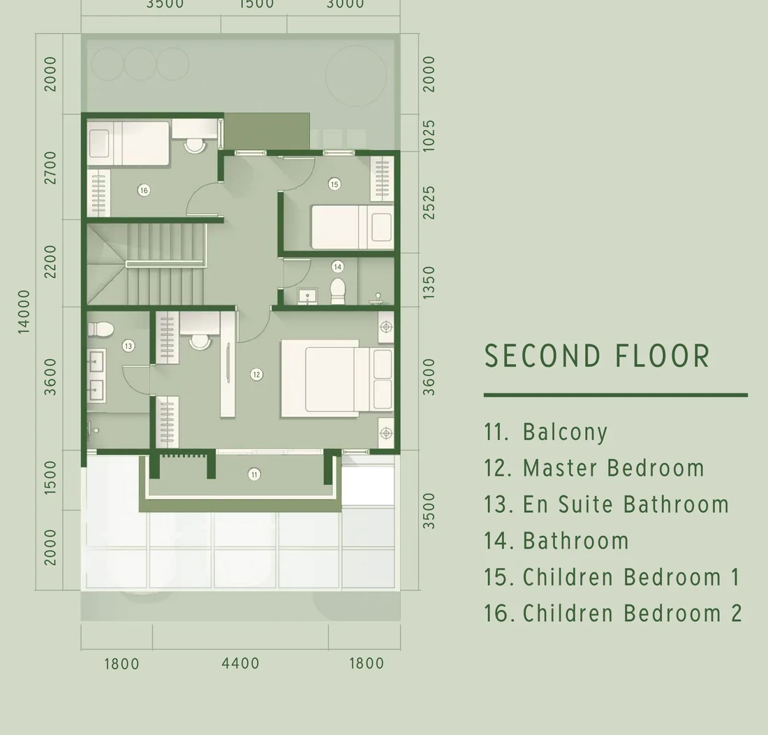 Denah lantai 2 rumah LACE 8 di Lacewood, The Forestine Citra, CitraGarden City Jakarta Barat